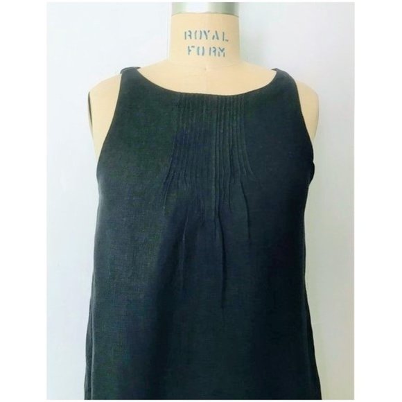 VINEYARD VINES BLACK LINEN COTTON PINTUCK SLEEVELESS CISCO SWING DRESS 4 NWT - Picture 5 of 8